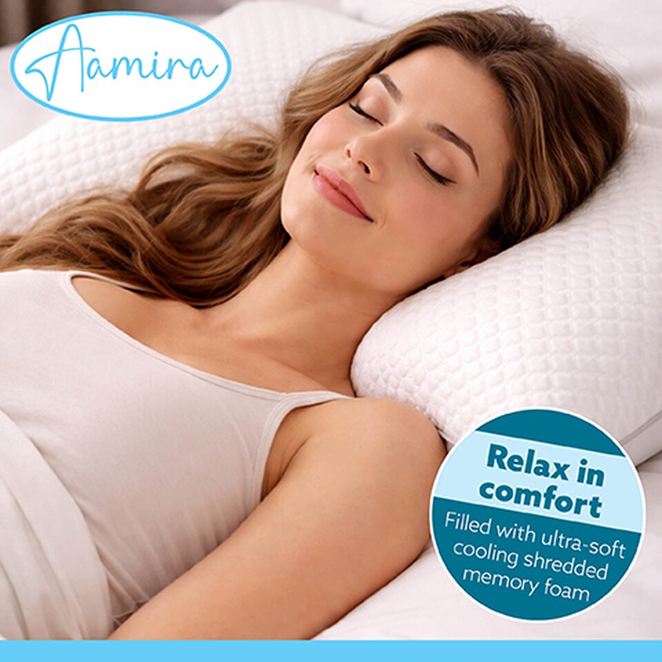 image 1 of Aamira Cooling Memory Foam Pillow Adjustable Orthopaedic Support Washable Cover 1 Pack | White | White | 1 Pack | 1