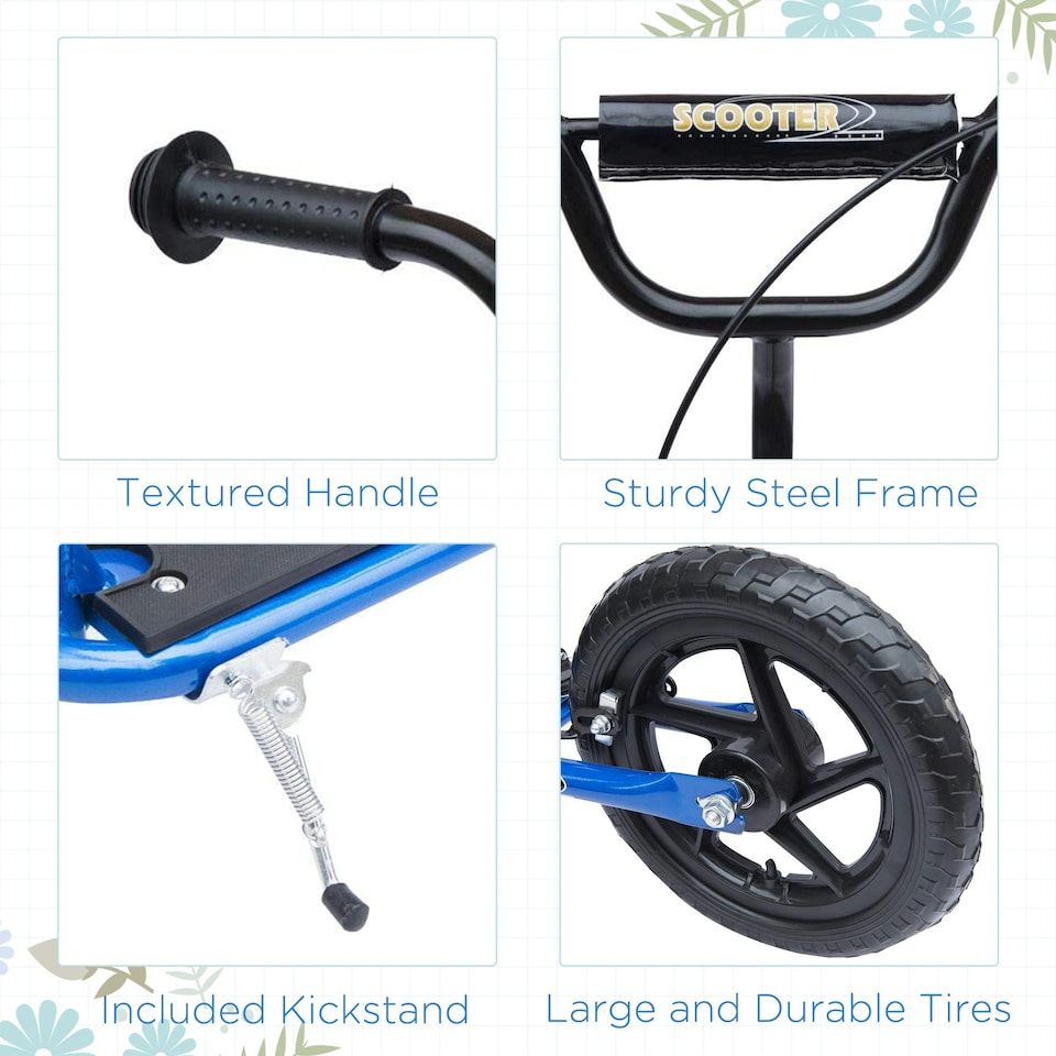 image 1 of HOMCOM Push Scooter, Teen Kids Scooter with 12" EVA Tyres, Blue