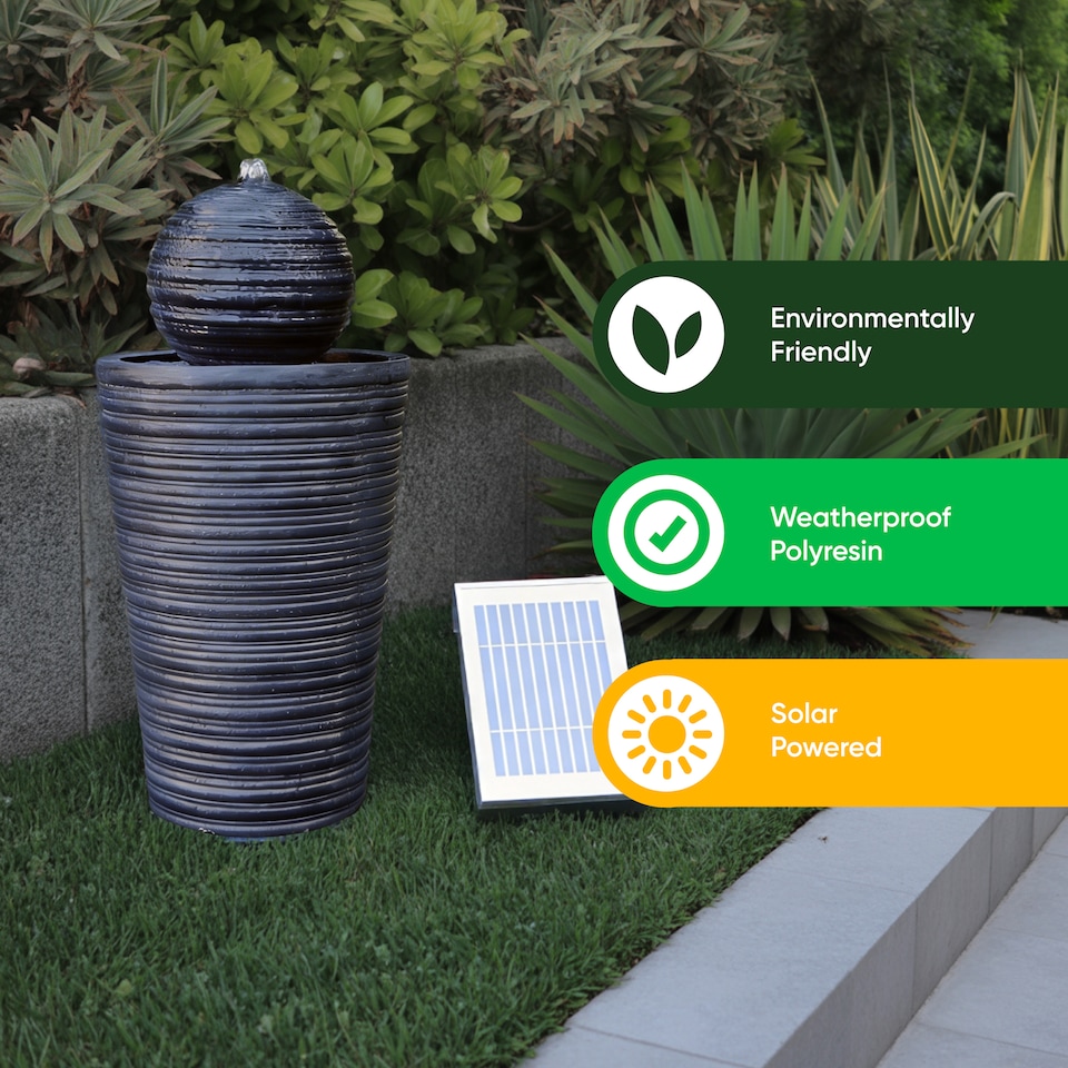 image 1 of Gardenwize Solar Ball & Plinth Water Fountain Feature