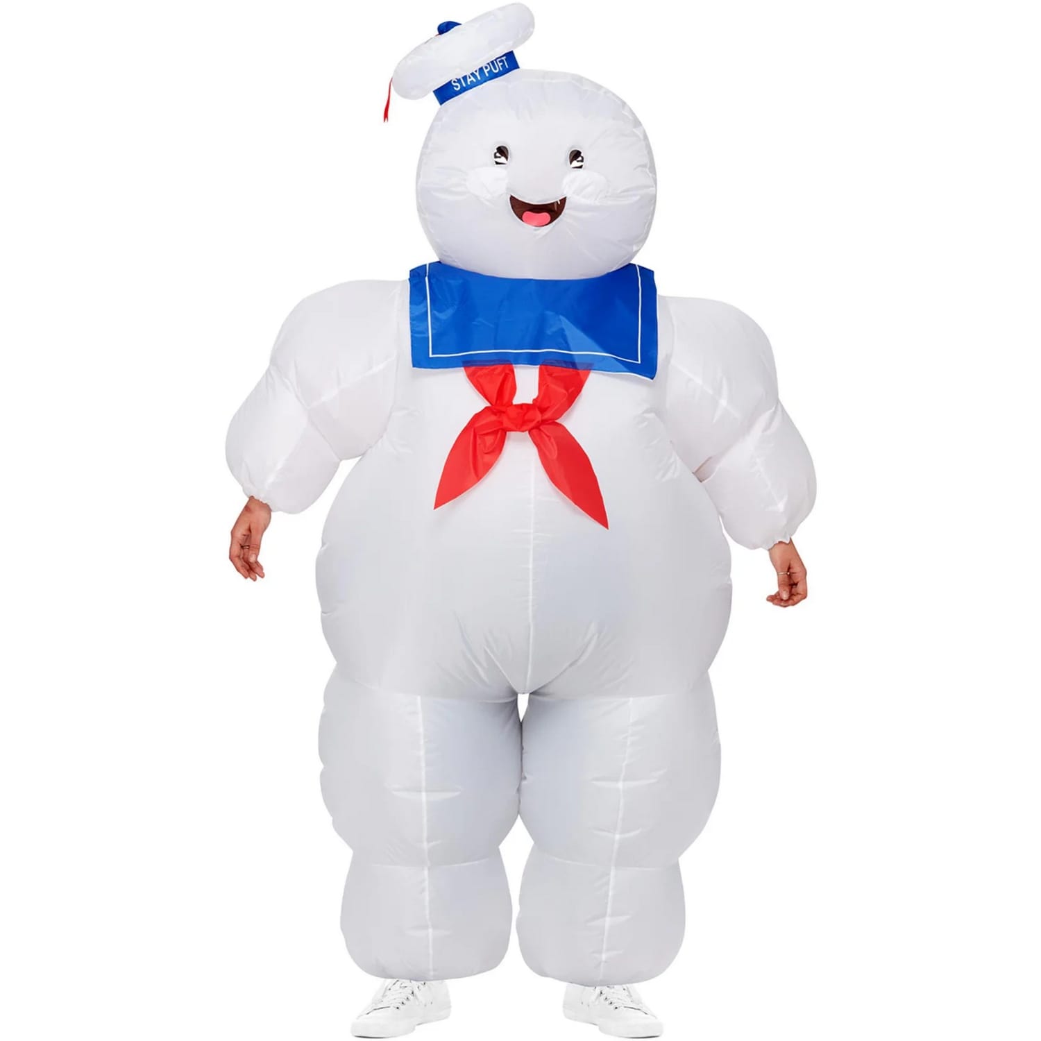 Ghostbusters Unisex Adult Stay Puft Inflatable Costume | White | White/Blue/Red | One Size | 1