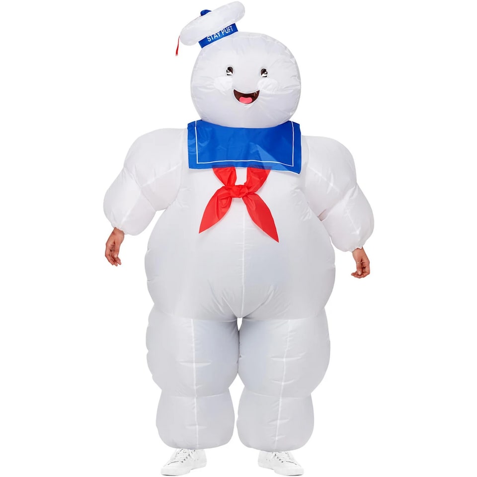 image 1 of Ghostbusters Unisex Adult Stay Puft Inflatable Costume | White | White/Blue/Red | One Size | 1