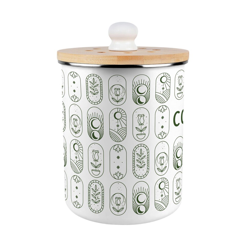 image 1 of Boho Minimalism Compost Caddy - Metal 2L Decorative Kitchen Food Waste Bin