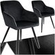 image 1 of Dining Chair Marilyn - with armrests, padded, velvet look, black steel legs - Set of 2 Black
