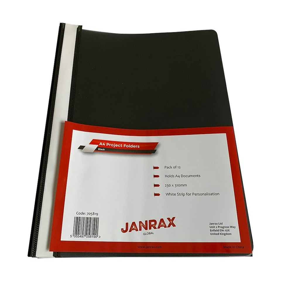 image 1 of Pack of 12 Black A4 Project Folders by Janrax