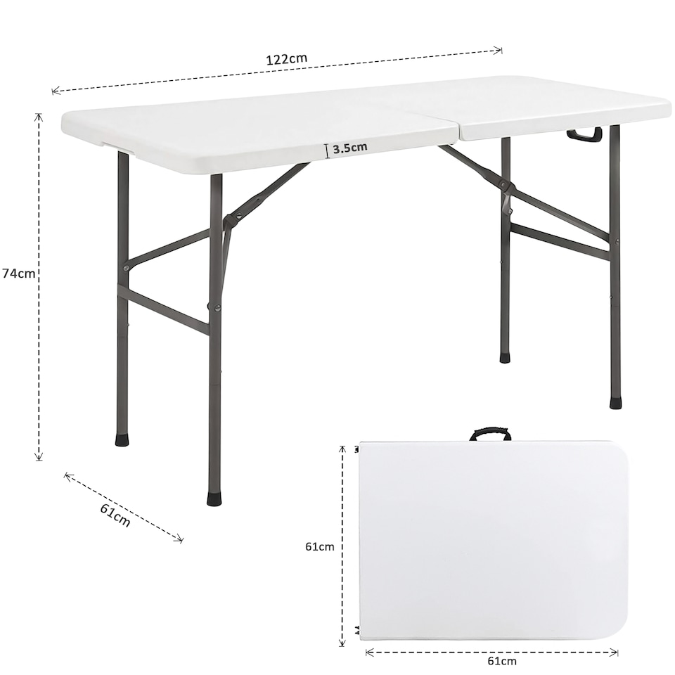 image 1 of 2x 4ft Catering Camping Heavy Duty Folding Trestle Table Picnic BBQ Party