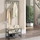 image 1 of Hall Tree Coat Stand With Shoe Storage and Hooks Brown One Size