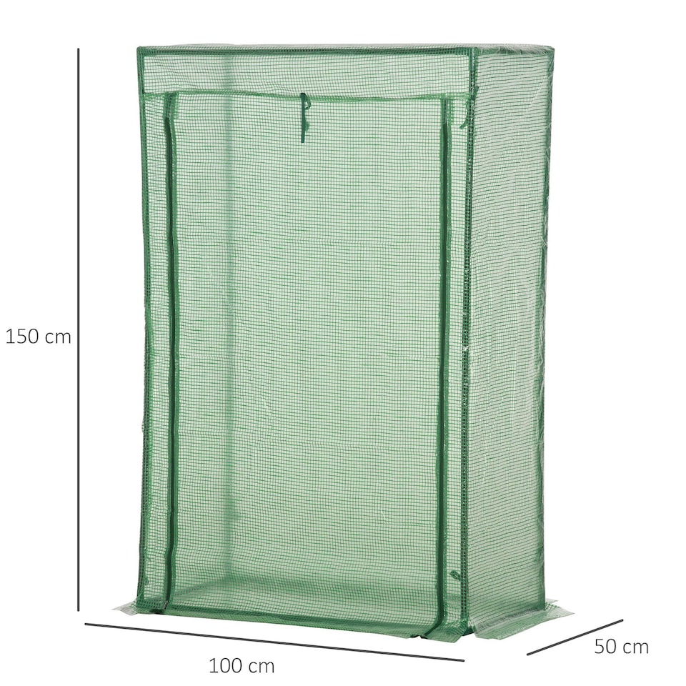 image 1 of Outsunny 100 x 50 x 150cm Greenhouse w/ Zipper Roll-up Door Outdoor