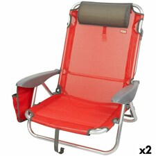 Folding Chair with Headrest Aktive Menorca Red 51 x 76 x 45 cm (2 Units) N/A