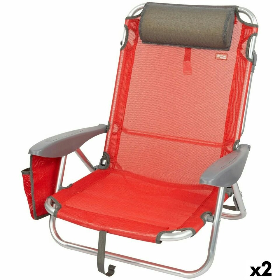 image 1 of Folding Chair with Headrest Aktive Menorca Red 51 x 76 x 45 cm (2 Units) N/A