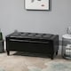 image 2 of HOMCOM 40x90cm PU Leather Storage Ottoman Bench Wood Frame w/ Tufting Feet Black
