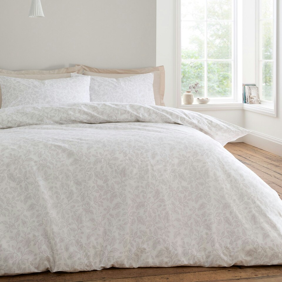 image 1 of Bianca Woodland 200 Thread Count Cotton Reversible Duvet Cover Set Natural Cream | Natural | King