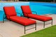 image 2 of Sun Lounger Outdoor Garden Deck Bed Cushion Waterproof Recliner Pad Removable Cover | Red