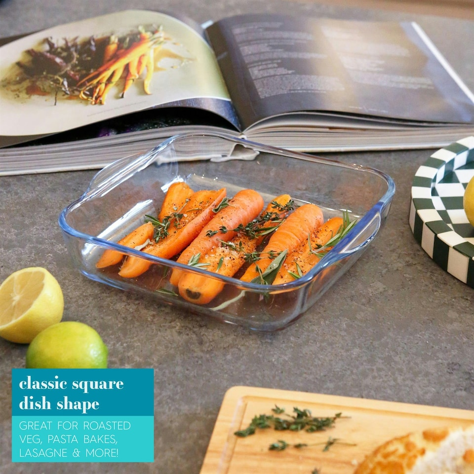 image 1 of Argon Tableware Square Glass Oven Dishes - 24cm x 21cm - Pack of 2 Clear