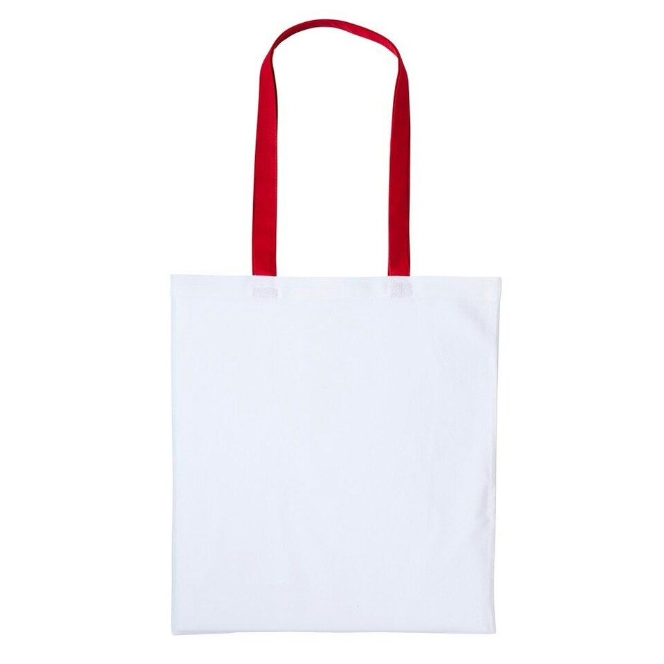 Nutshell Varsity Cotton Shopper Long Handle Tote - White/Red - One Size White