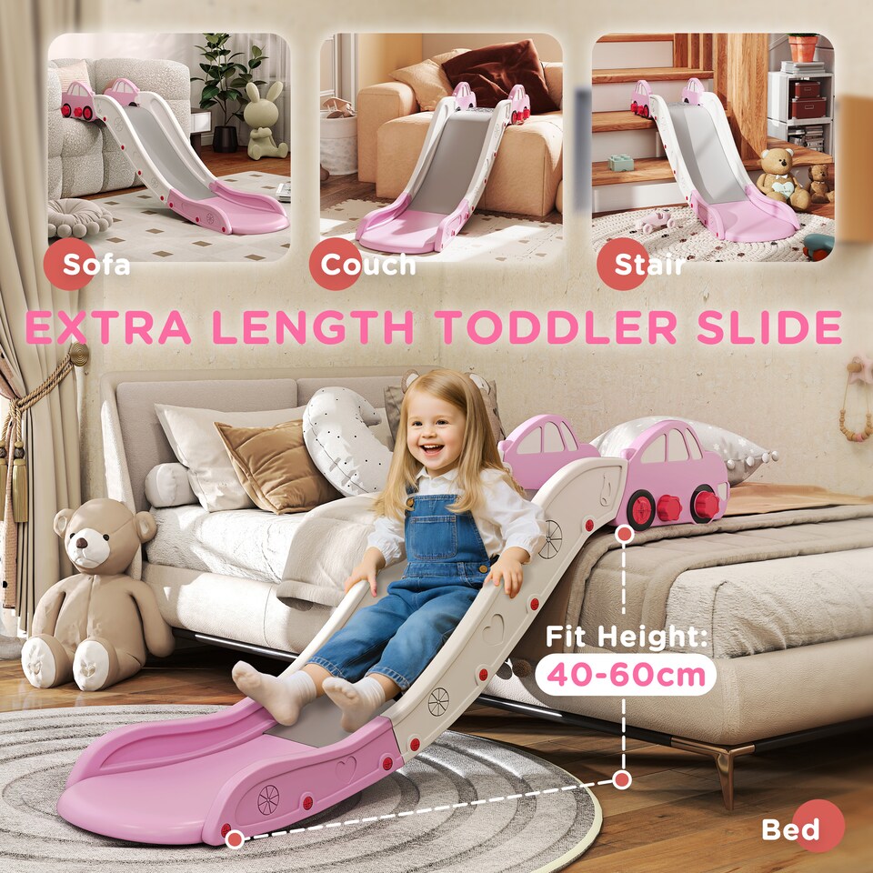 image 1 of AIYAPLAY Indoor Toddler Kids Slide for Bed, Sofa, Easy to Assemble, Pink