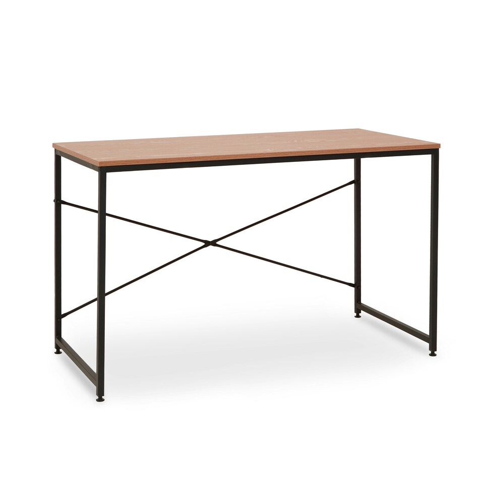 image 1 of Sleek Red Pomelo Desk With Black Metal Frame,Rectangular Table,Multipurpose Work Desk For Modern Workspaces
