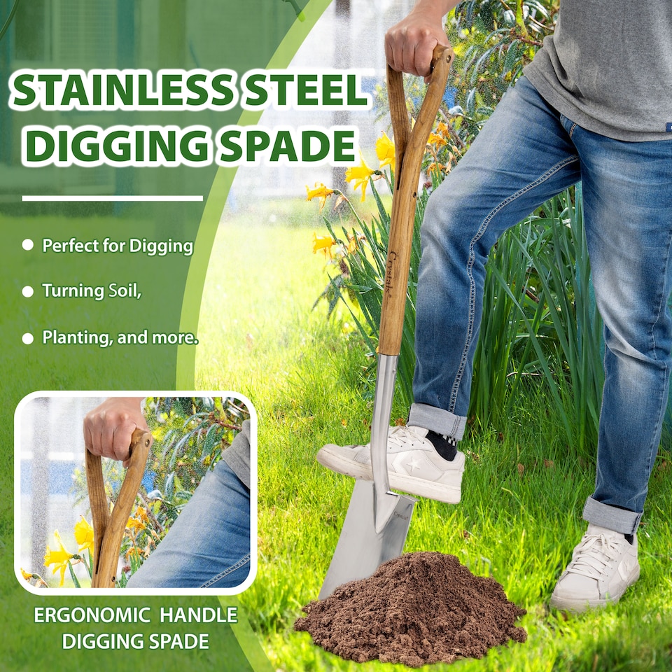 image 1 of High-quality Stainless Steel Square Spade 102cm with Wooden Handle