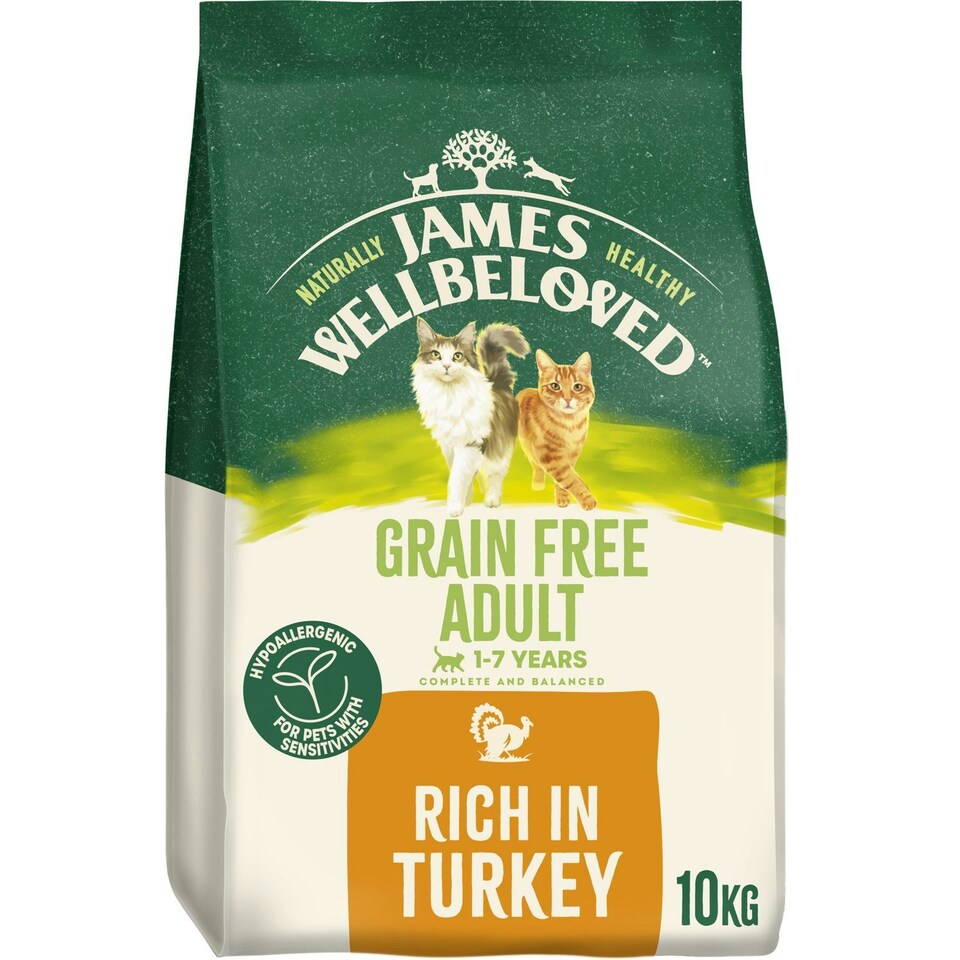 image 1 of James Wellbeloved Grain Free 1-7 Years Adult Dry Cat Food Rich in Turkey 10kg