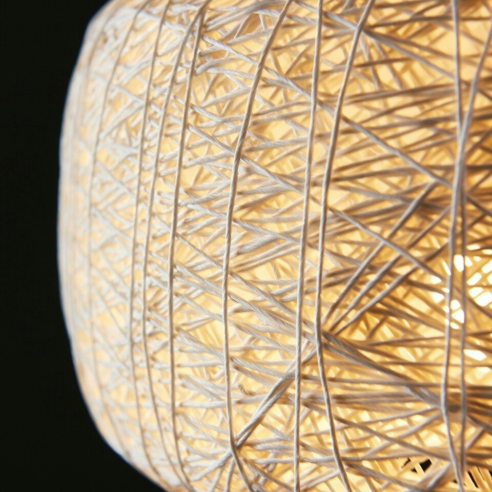 image 1 of ValueLights Modern Off White Lattice Wicker Rattan Doughnut Ceiling Pendant Light Shade