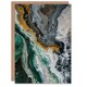 image 1 of Liquid Paint Emerald Gold Grey Abstract Him Her Birthday Card