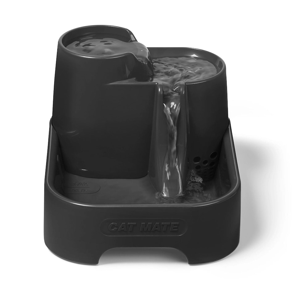 image 1 of Cat Mate Three-level Cat & Small Dog Pet Water Drinking Fountain Dark Grey (335G) | Grey