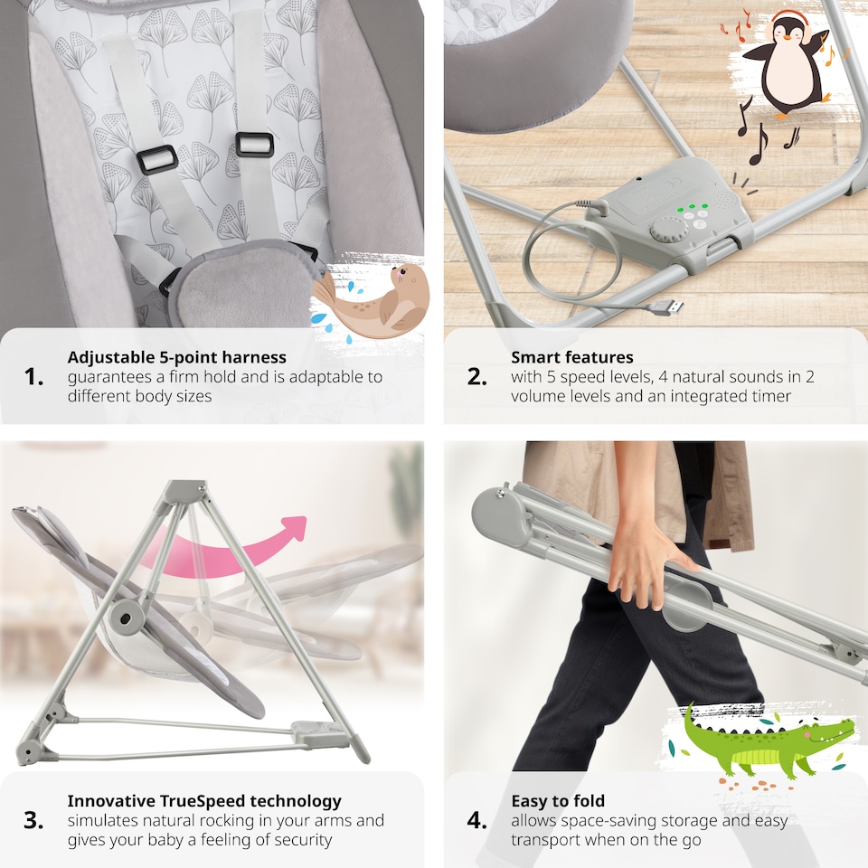 image 1 of Baby Rocker - 5 speeds, timer & automatic shut-off, 4 soothing sounds, washable cover, 9 kg load capacity