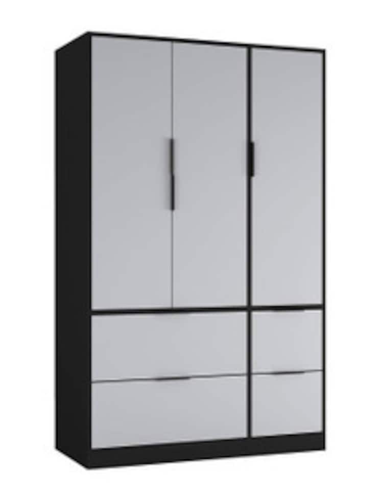 image 1 of FUJI 3 Door 4 Drawer Wardrobe | Black | Black & Grey | 117 x 55 x 8.5 | 1