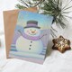 image 3 of Greeting Card Cute Snowman Pastel Purple Winter Countryside Blank For Him Or Her Art Xmas Christmas Card