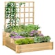 image 1 of Outsunny 3 Tier Wooden Garden Planters with Trellis for Vine Climbing Plants
