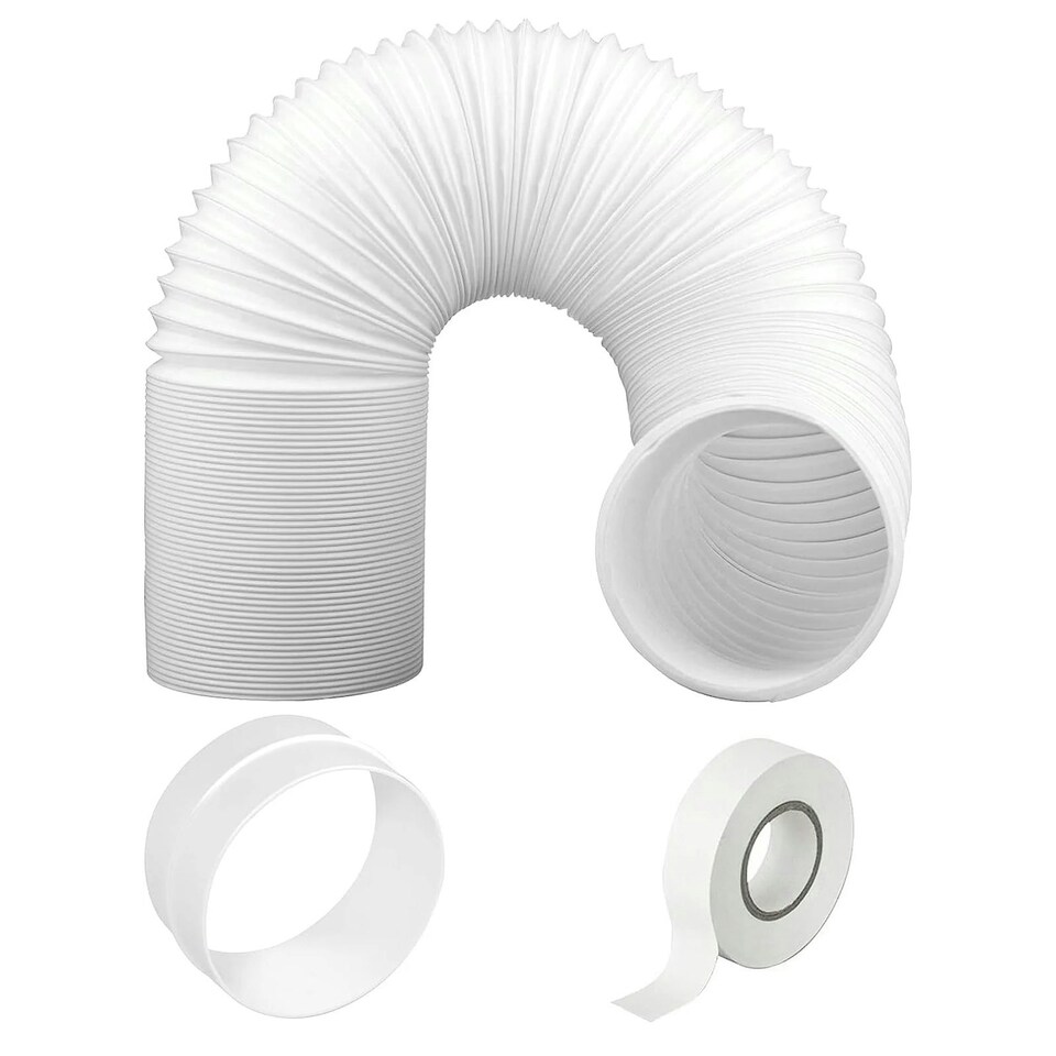 image 1 of SPARES2GO Hose Pipe PVC Duct Extension Kit compatible with Black + Decker Air Conditioner (6m, 5") | White
