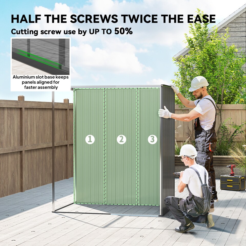 image 1 of Outsunny 5 x 3.5ft Metal Garden Shed with Effortless Assembly, Light Grey | Grey | Light Grey | 159W x 106D x 181H cm