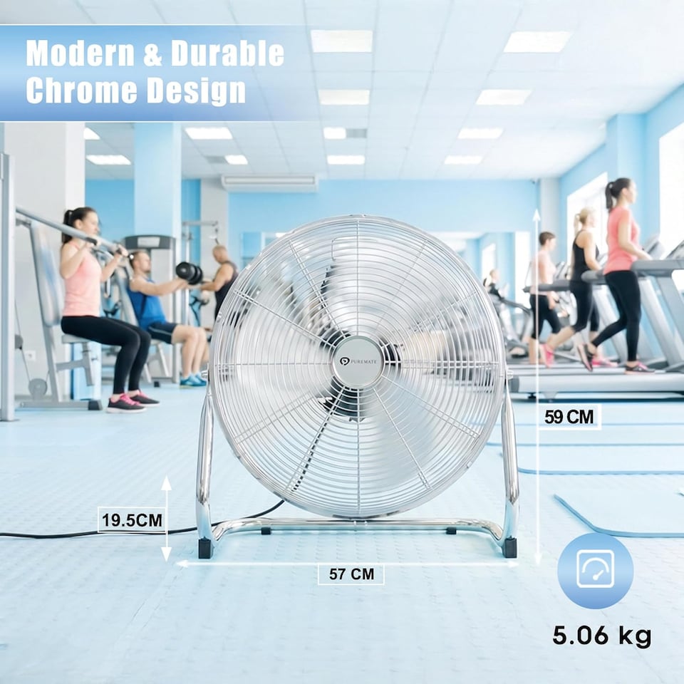 image 1 of PureMate 20-Inch High-Velocity Chrome Floor Fan