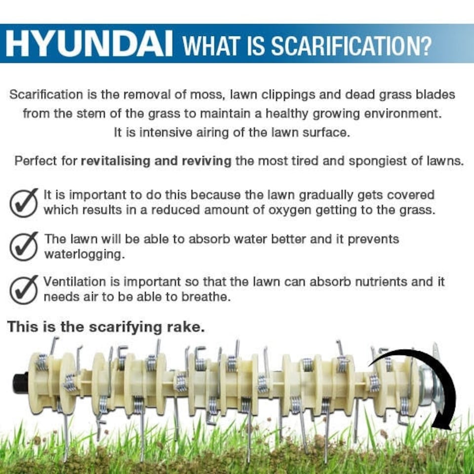 image 1 of Hyundai 212cc Petrol Lawn Scarifier and Aerator | HYSC210