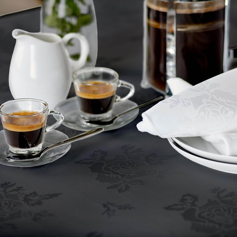 image 1 of Polyester Rose Design Tablecloth | Black | Black | 137cm x 178cm