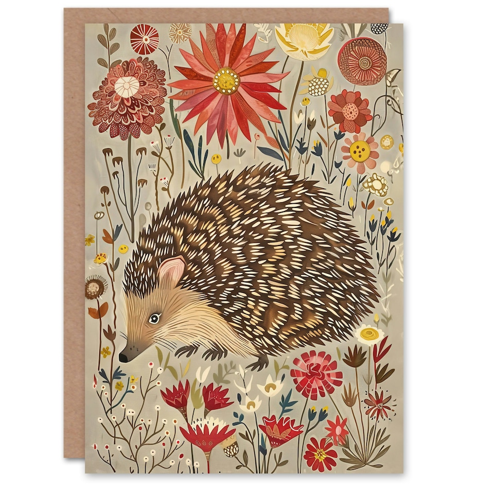 image 1 of Cute Floral Rustic Woodland Hedgehog Him Her Birthday Card