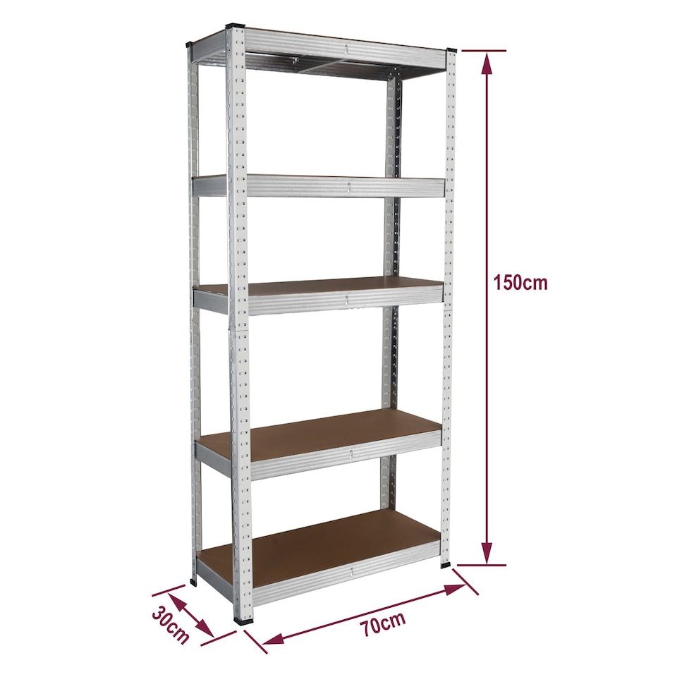 image 1 of House of Home Garage Racking 5 Tier Shelving Unit Boltless Heavy Duty Metal Shelf Shed Storage Silver