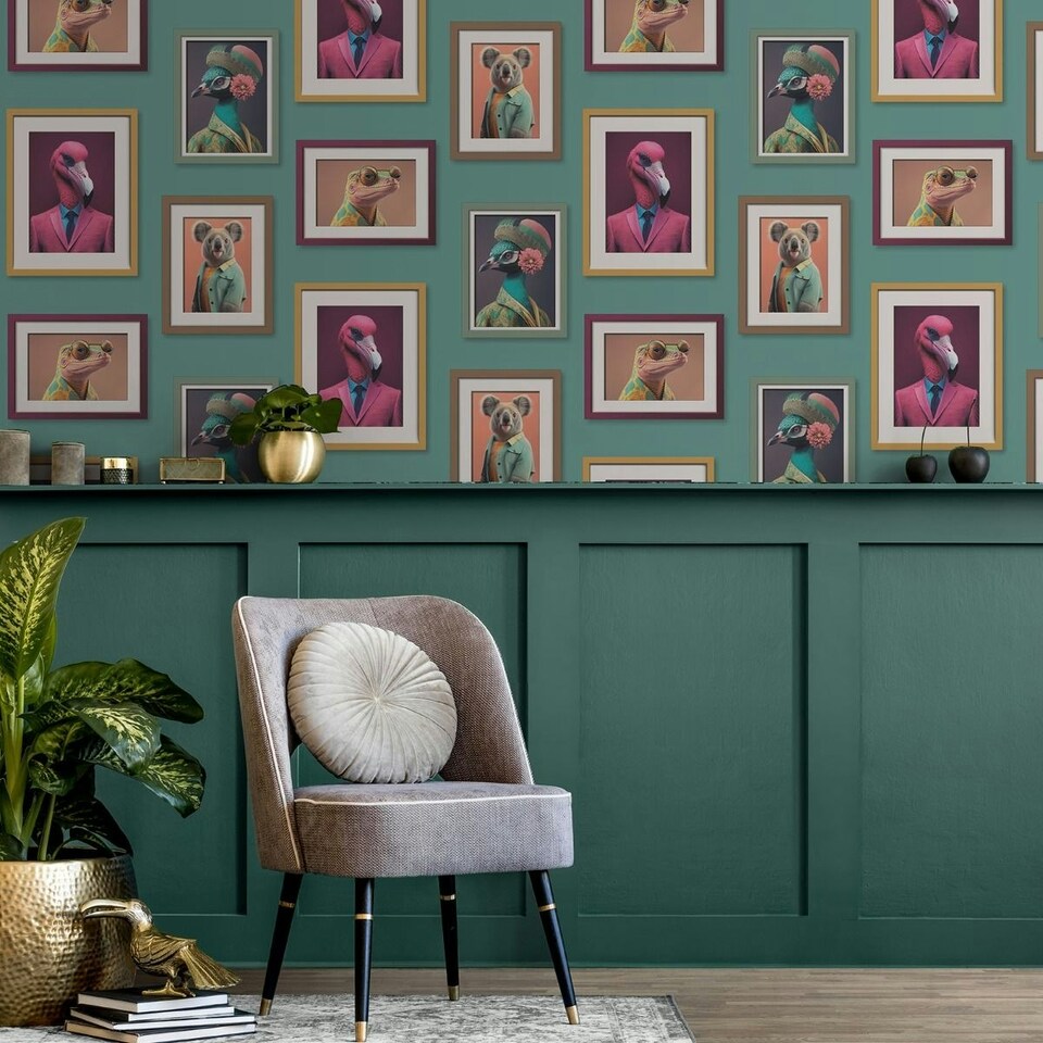 image 1 of Muriva Fantastic Animals Wallpaper - Multicoloured - One Size Multi