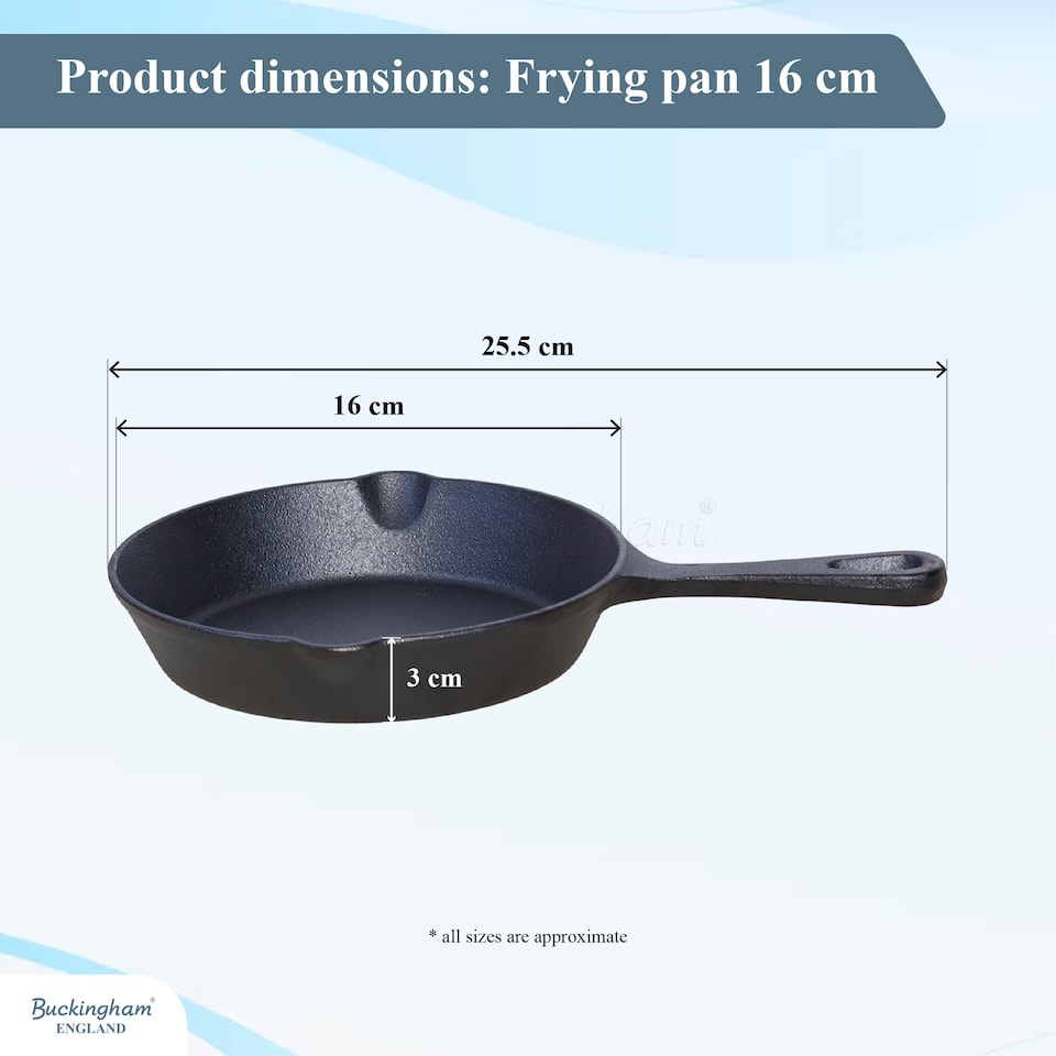 image 1 of Buckingham Pre-Seasoned Cast Iron Skillet Pan 16.5 cm.