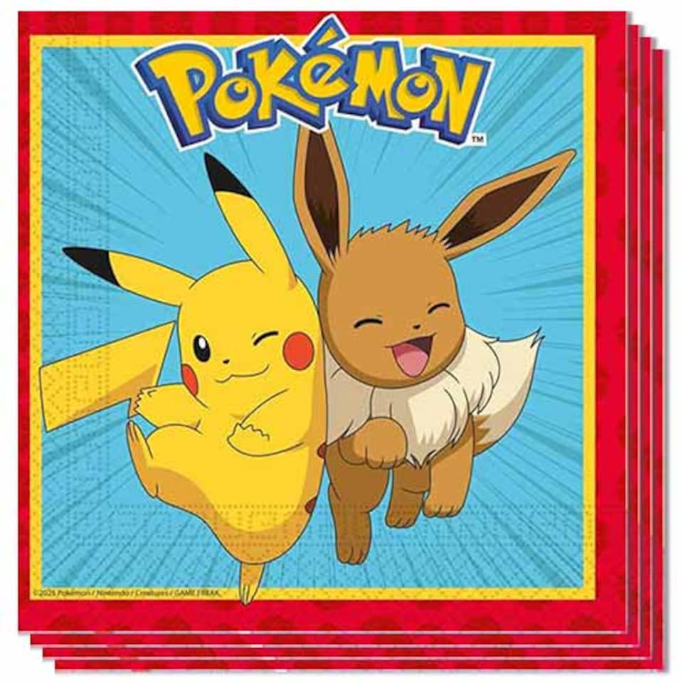 Pikachu & Eevee Pokemon Paper Luncheon Napkins 2 Ply 33cm - Pack of 20