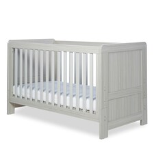 Pembrey Cot Bed & Fibre Mattress - Convertible Baby Bed, Adjustable Mattress Base, Suitable from Birth to 4 Years (Ash Grey)