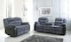 image 3 of Roma Recliner Jumbo Cord 3 Plus 2 Seater Sofa Set, Armchair Inspired Home Theatre and Living Room Seating Black Leather Trim | Black | Grey Jumbo cord & Black leather trim | 2