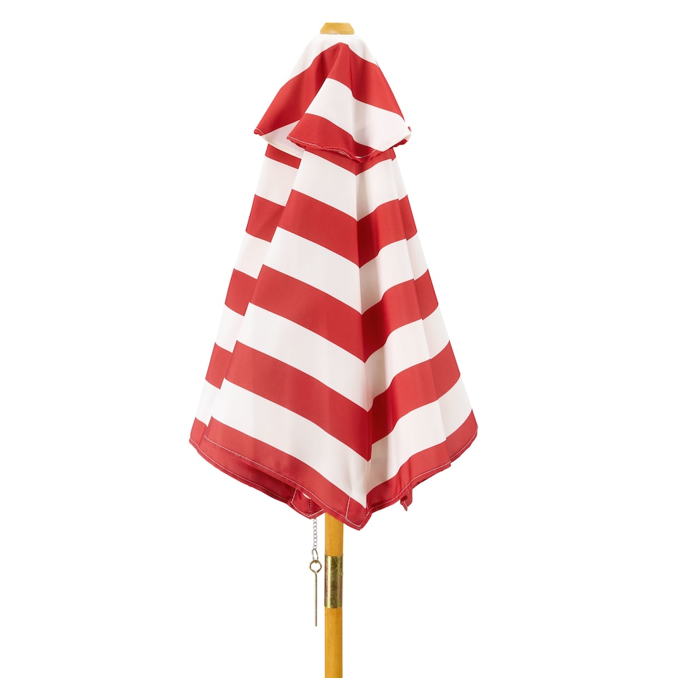 image 1 of Teamson Kids Children's Wooden Picnic Table with Umbrella for Outdoor Garden Play, Red