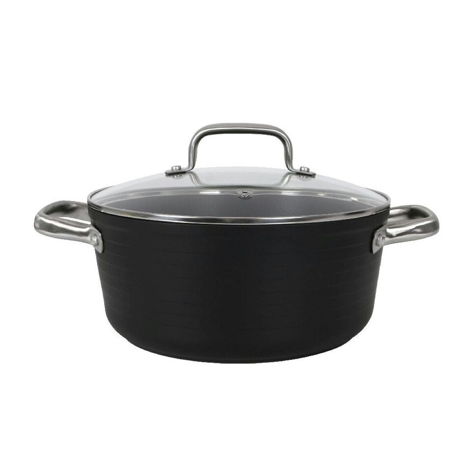 image 1 of Casserole with glass lid Quttin Spiral Ø 24 cm Toughened aluminium (2 Units) N/A