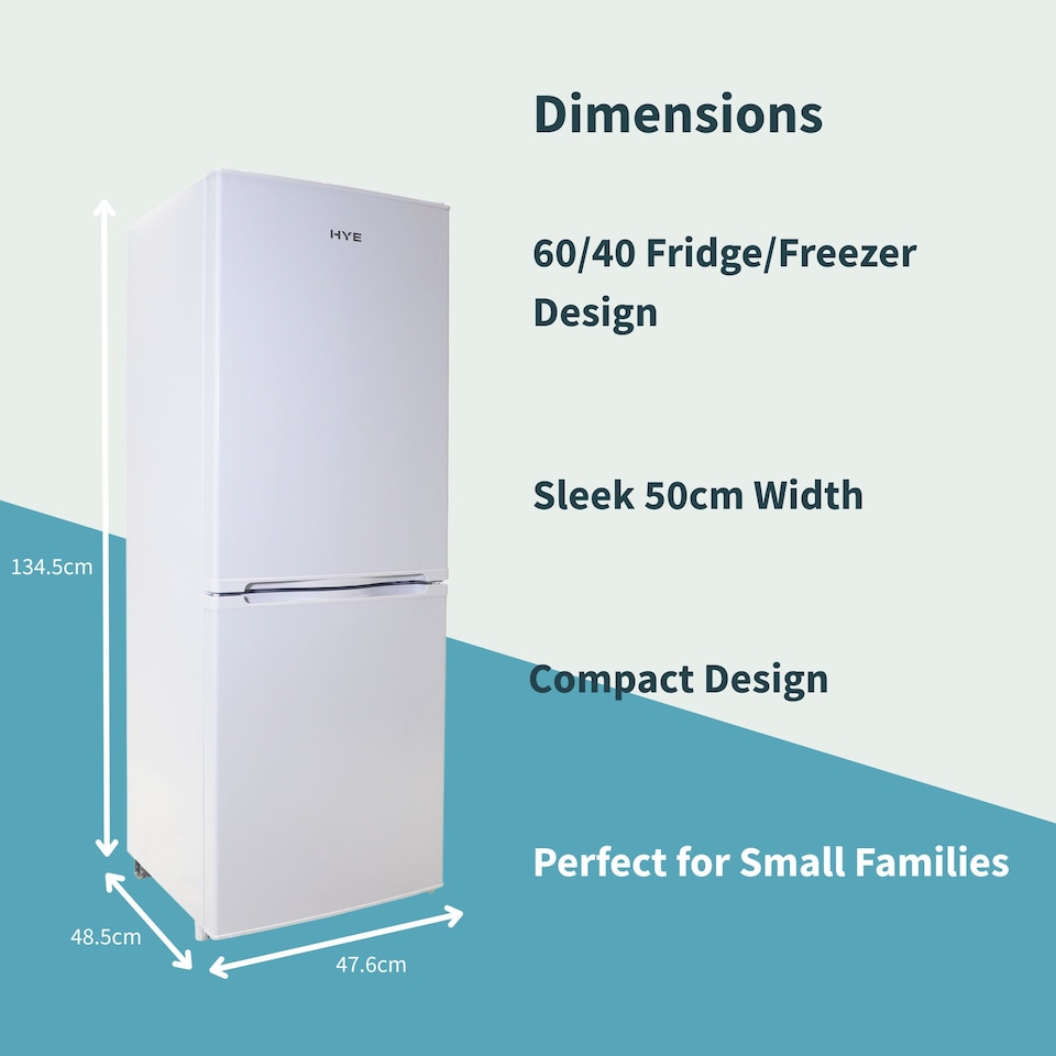 image 1 of HYE 60-40 Freestanding Fridge Freezer, 137 Litre, 48cm, White - RF01FF137W24