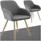 image 1 of Dining Chair Marilyn - corduroy look, upholstered, armchair, continuous backrest - Set of 2 Grey | Grey/Gold