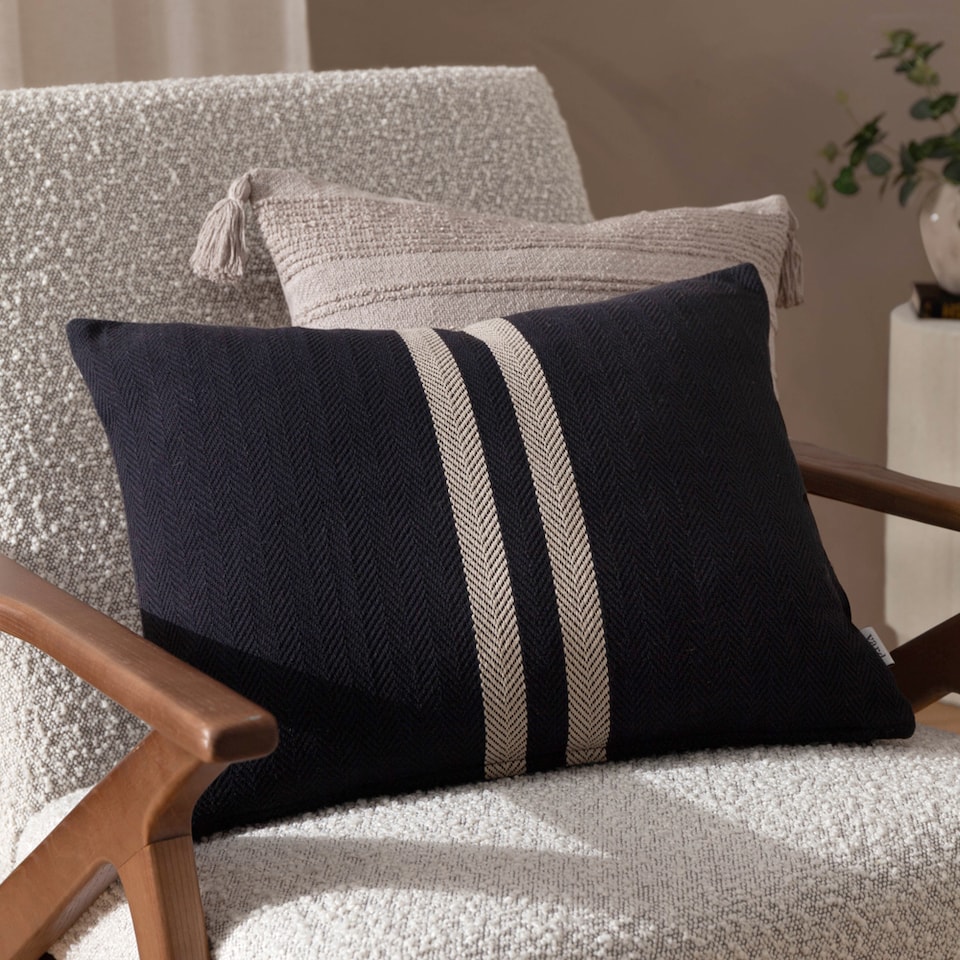image 1 of Yard Benton Cotton Cushion, Black, 40 x 50cm