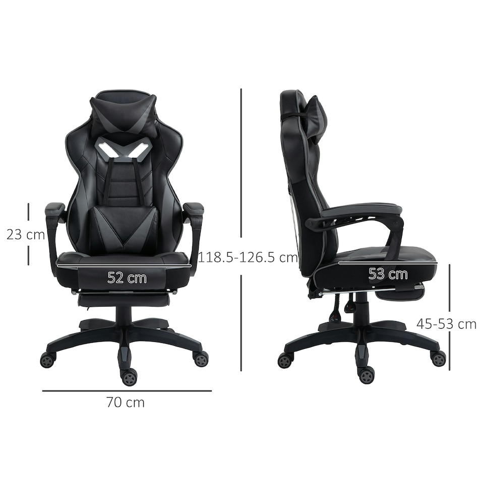 image 1 of Vinsetto Ergonomic Gaming Chair Manual Reclining Chair with Footrest Grey