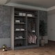 image 3 of Modern Sliding Wardrobe 120cm with Wavy Mirror Design | White, Black, Grey, Oak Finish Grey | Grey120cm