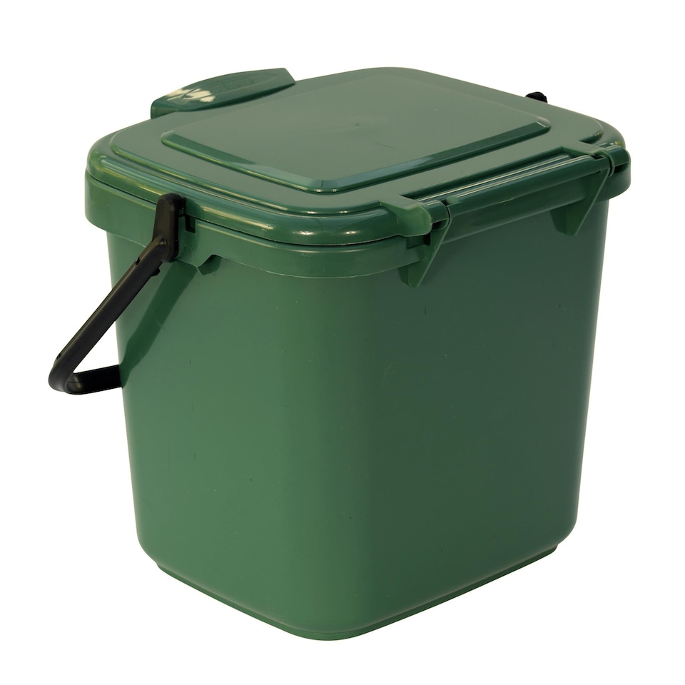 image 1 of Green Kitchen Compost Caddy - for Food Waste Recycling (7 Litre) - 7L Plastic Composting Bin