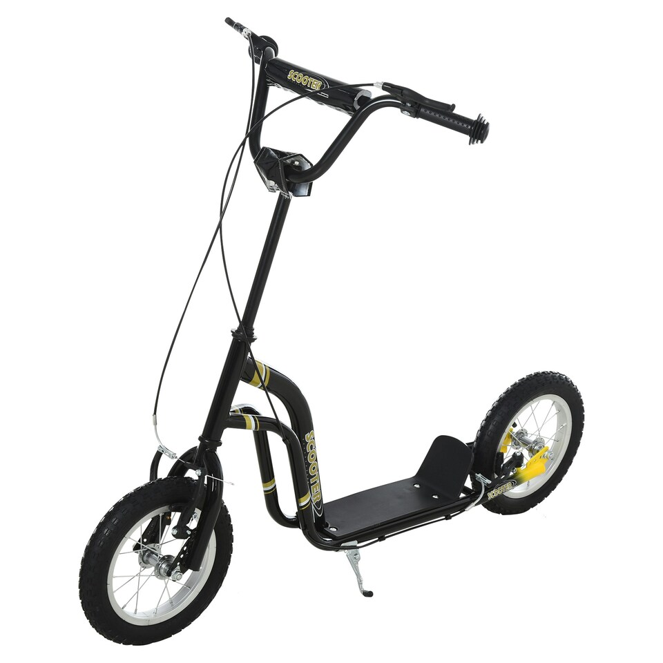 image 1 of HOMCOM Kids Stunt Scooter with 12" Rubber Tyres, Adjustable Handlebar, Black